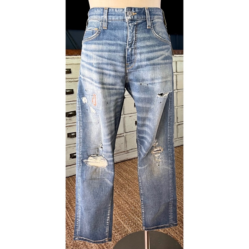 Anthropologie Pilcro Borrowed Boyfriend Selvedge Embroidered Jeans 28
